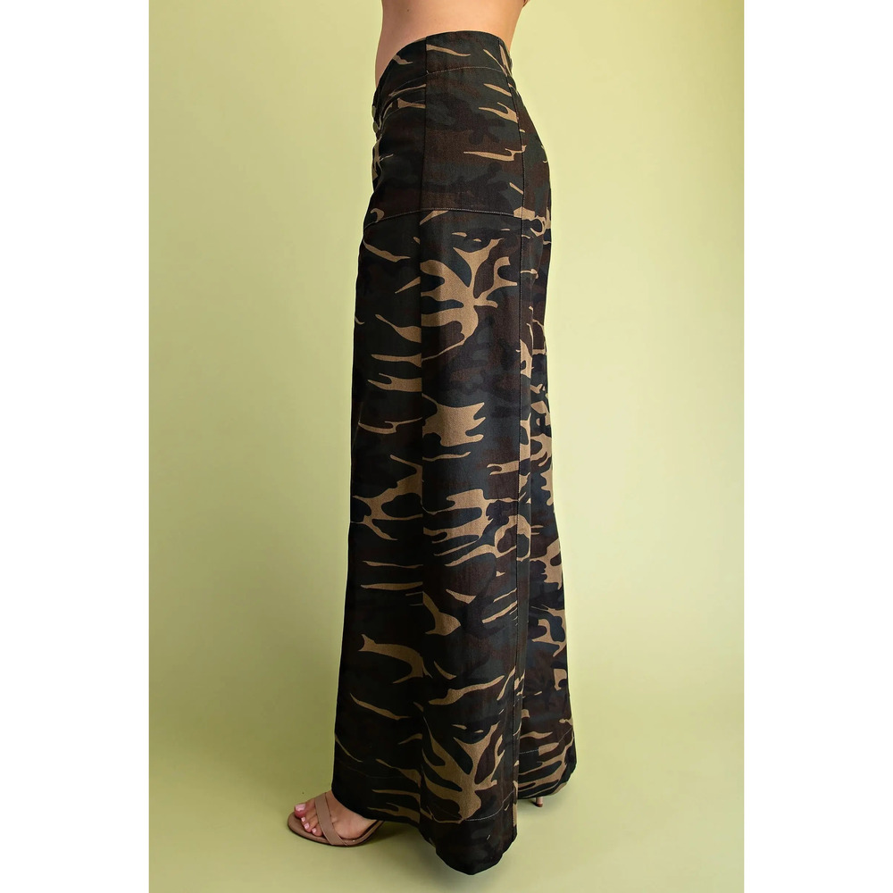 TY1249 CAMO Gigio Wide Leg Pants Denim Like Fabric Various Sizes - Picture 3 of 4
